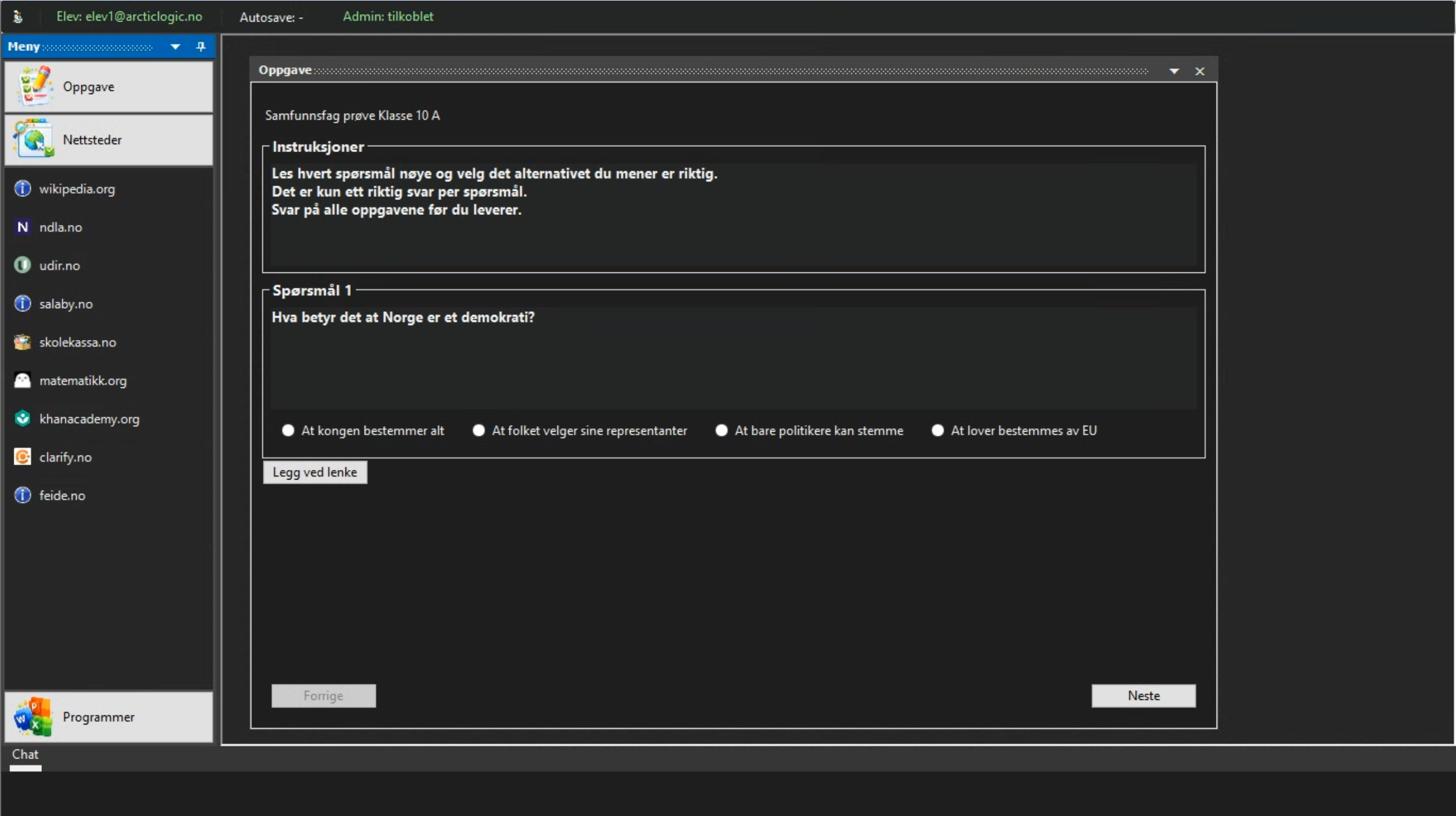 SafeStudy Shell med oppgavevisning